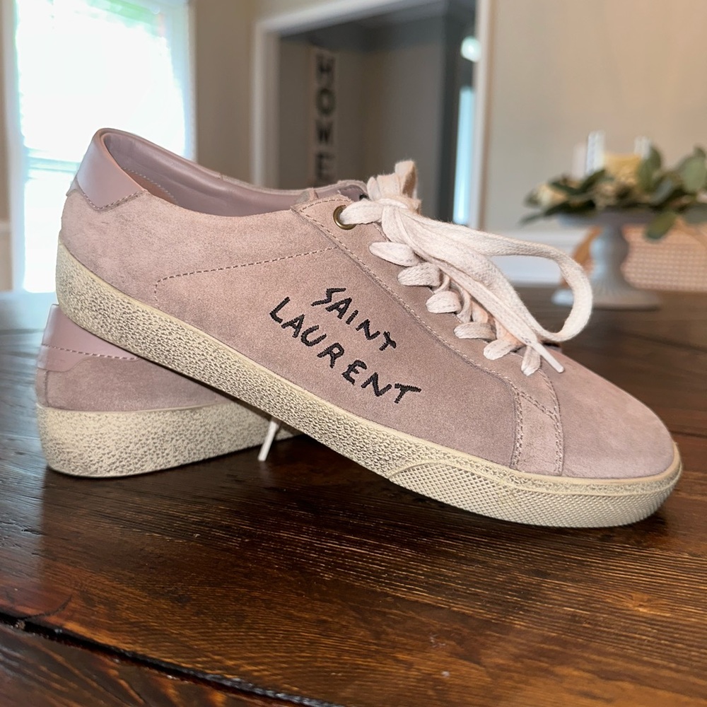 Suede and canvas saint laurent shoes